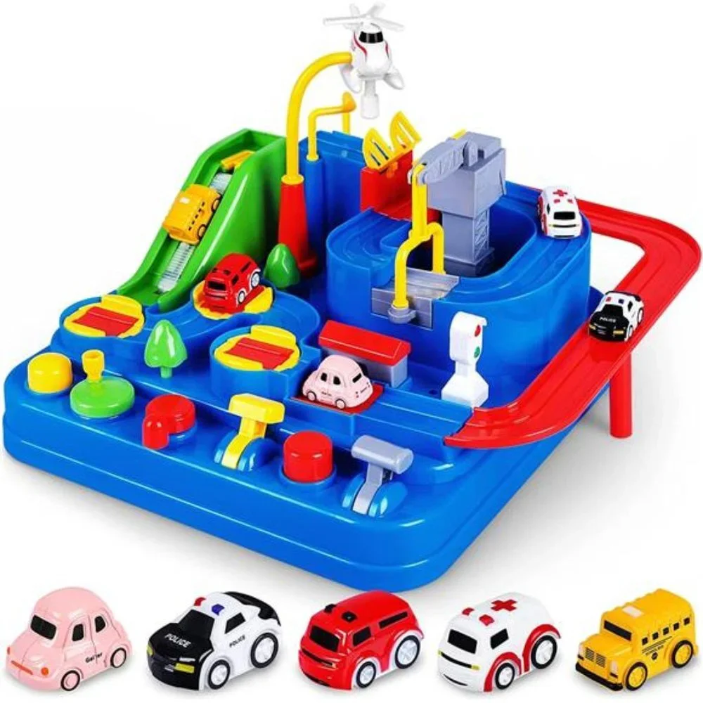 Playsets Magnet Toys w/ 5 Mini Cars, Preschool Educational Car Games